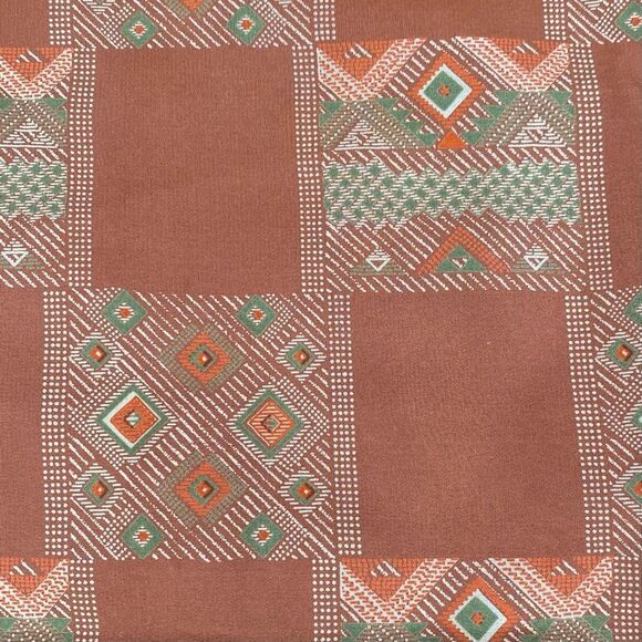 Vintage Errenno 100% Silk Made in Italy Brown Geometric Pattern Scarf - Picture 4 of 6